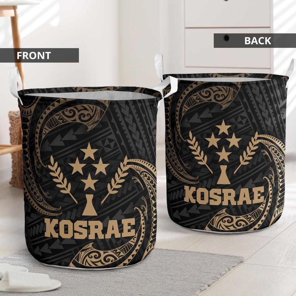 Kosrae Micronesia Laundry Basket - Gold Tribal Wave - Polynesian Pride