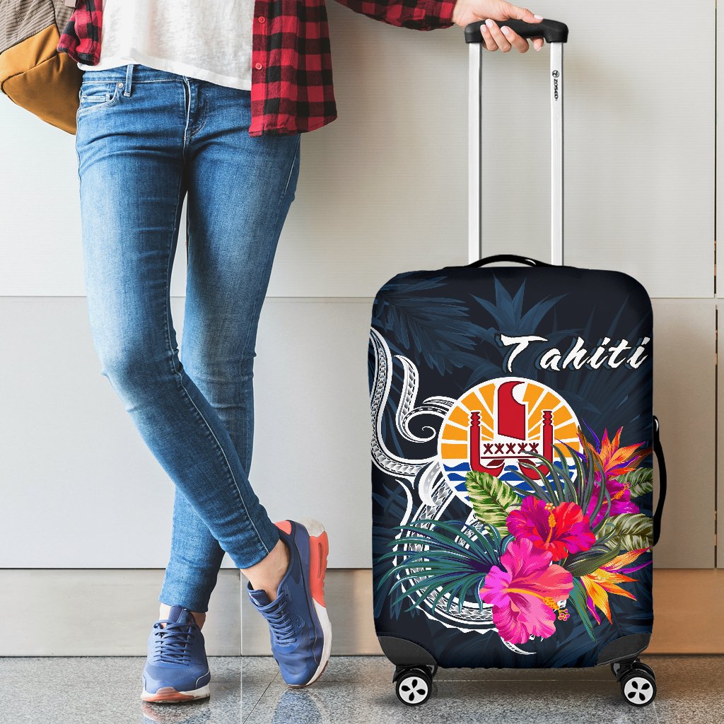 Tahiti Polynesian Luggage Covers - Tropical Flower Blue - Polynesian Pride
