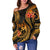 Tonga Polynesian Off Shoulder Sweater - Gold Plumeria - Polynesian Pride