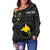 Papua New Guinea Personalised Women's Off Shoulder Sweater - Flag With Polynesian Patterns (Black) - Polynesian Pride