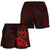 Polynesian Hawaii Kanaka Maoli Women's Shorts - Humpback Whale with Hibiscus (Red) - Polynesian Pride