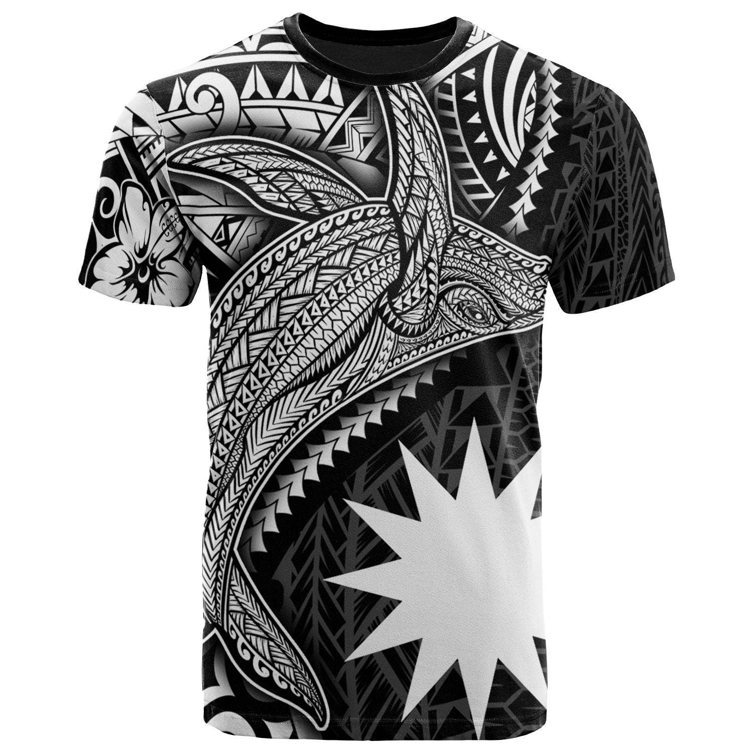 Nauru T Shirt Humpback Whale & Coat of Arms White Unisex Art - Polynesian Pride