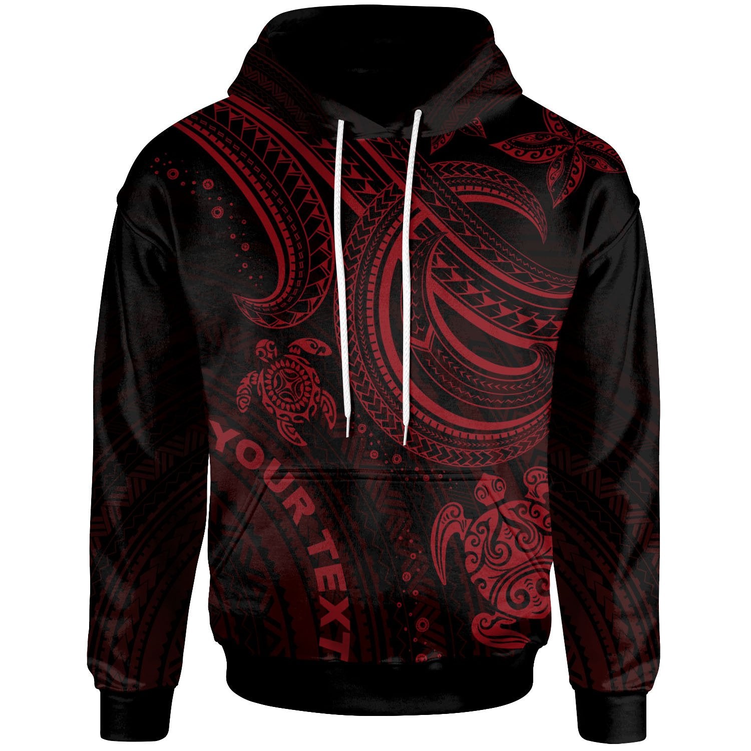 Polynesian Custom Hoodie Red Turtle Unisex Red - Polynesian Pride