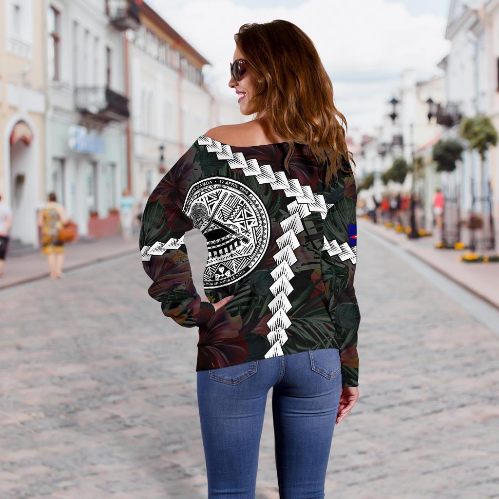 American Samoa Off Shoulder Sweater - Chain Polynesian - Polynesian Pride