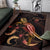 Niue Polynesian Area Rugs - Turtle With Blooming Hibiscus Gold - Polynesian Pride