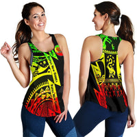Polynesian Guinea Women's Racerback Tank - Moana Maui Tattoo With Coat Of Arm Guinea Reggae - Polynesian Pride