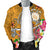 Hawaii Polynesian Men's Bomber Jacket - Hawaii Seal With Turtle Plumeria (Gold) - Polynesian Pride