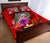 American Samoa Polynesian Quilt Bed Set - Floral With Seal Red - Polynesian Pride