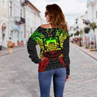 Tuvalu Polynesian Shoulder Sweater Map Reggae - Polynesian Pride