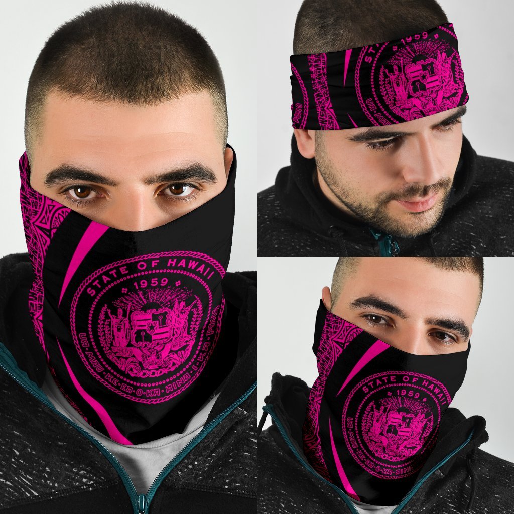 Hawaiian Bandana Coat Of Arm Polynesian Bandana 3-Pack - Circle Style Pink - Polynesian Pride