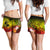 Tonga Women's Shorts - Humpback Whale with Tropical Flowers (Yellow) - Polynesian Pride