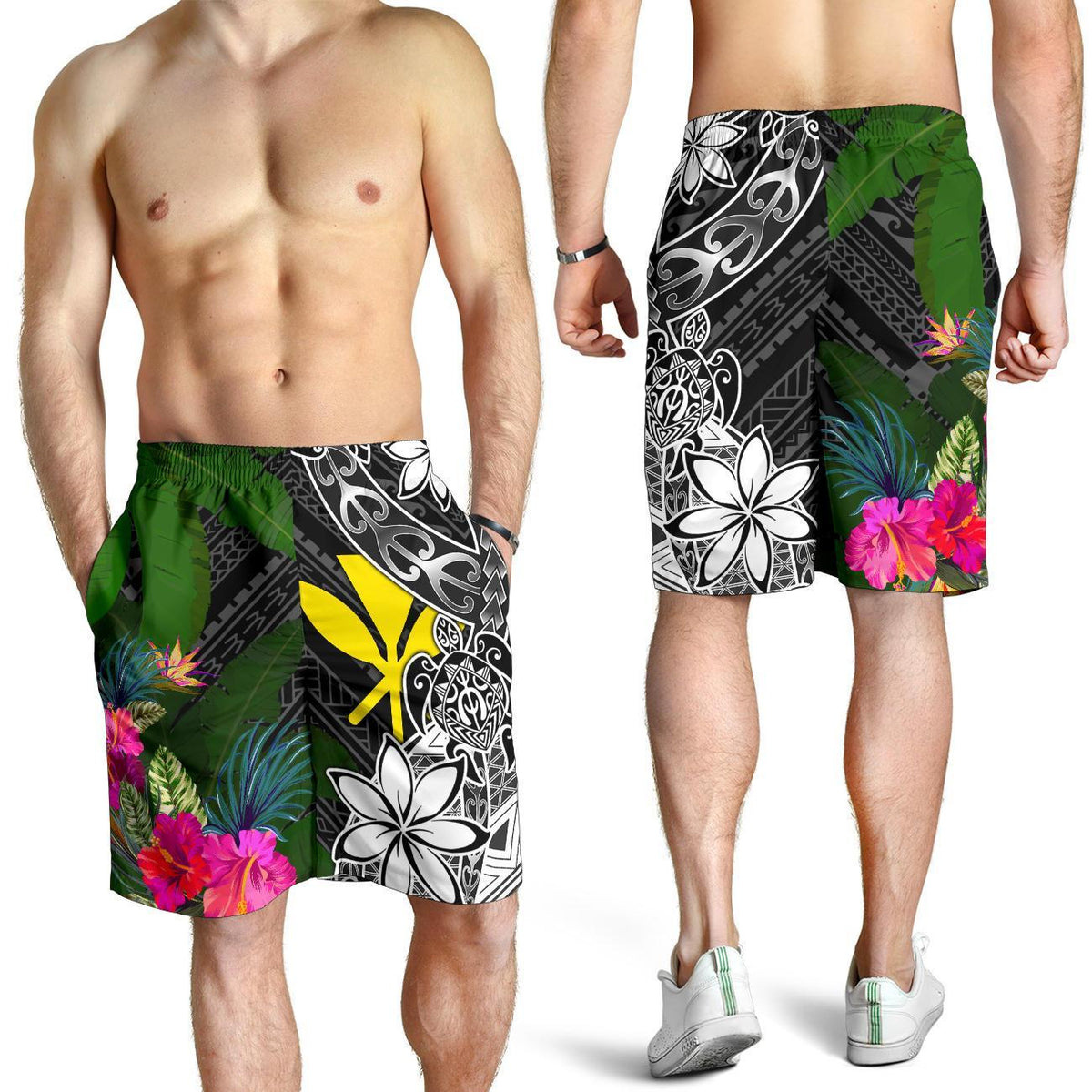 Hawaii Men Shorts - Turtle Plumeria Banana Leaf - Polynesian Pride