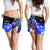 Fiji Women's Shorts - Humpback Whale with Tropical Flowers (Blue) - Polynesian Pride