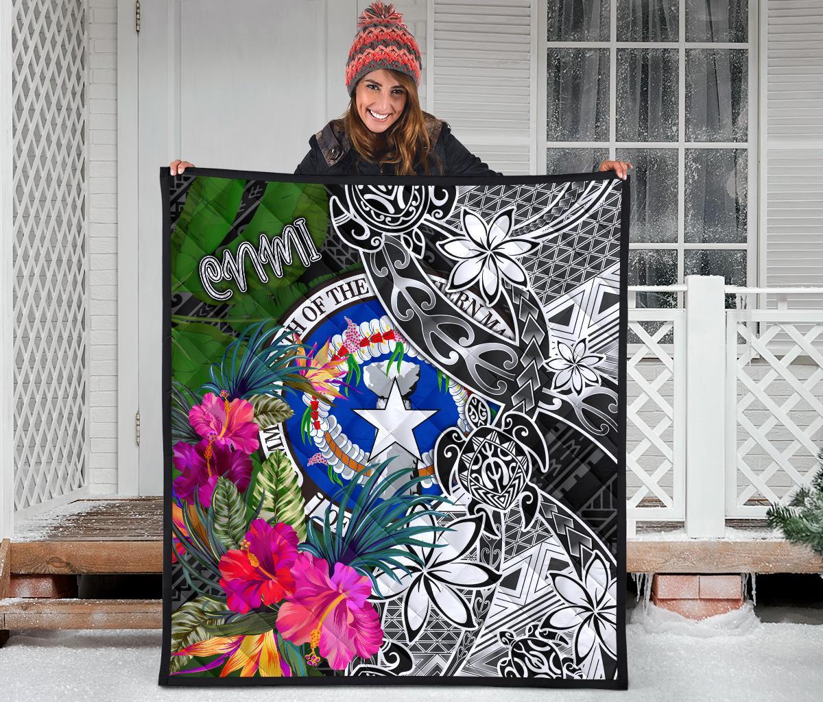 Northern Mariana Islands Premium Quilt - Turtle Plumeria Banana Leaf - Polynesian Pride