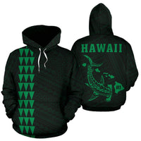 Hawaii Kakau Polynesian Green Hammerhead Shark Hoodie Unisex Green - Polynesian Pride