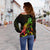 Nauru Polynesian Women's Off Shoulder Sweater - Turtle With Blooming Hibiscus Reggae - Polynesian Pride