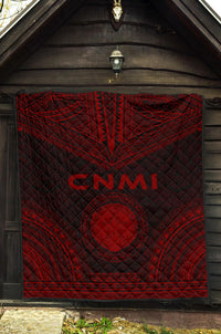 Northern Mariana Islands Premium Quilt - CNMI Seal Polynesian Chief Red Version - Polynesian Pride
