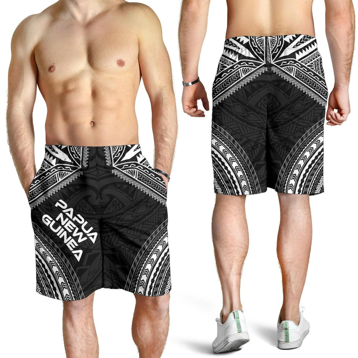Papua New Guinea Men's Shorts - Polynesian Chief Black Version - Polynesian Pride