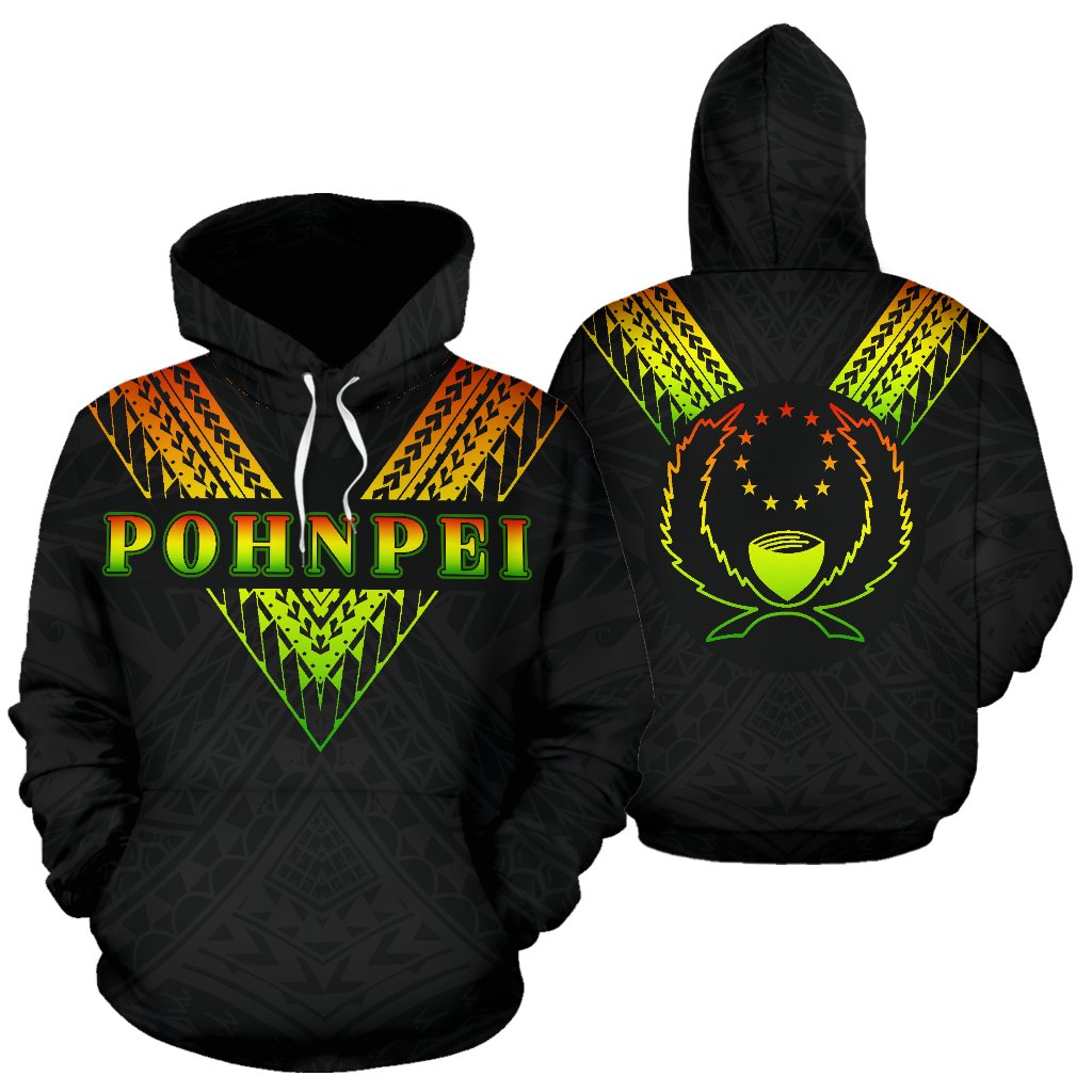 Pohnpei All Over Hoodie Reggae Color Sailor Style Unisex Black - Polynesian Pride