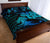 Hawaii Couple Shark Hibiscus Polynesian Quilt Bed Set - Blue - Mina Style - AH - Polynesian Pride