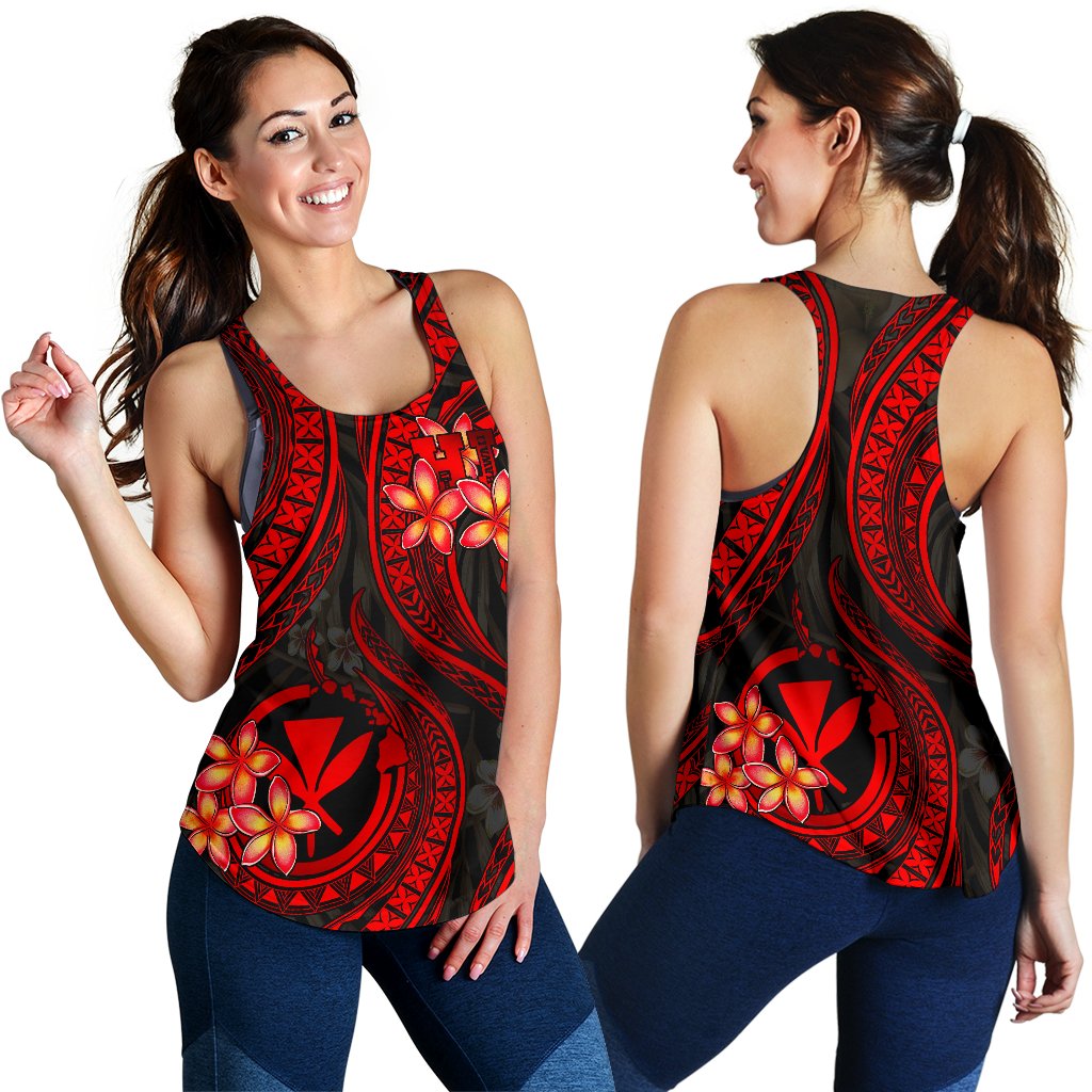 Polynesian Hawaii Women Racerback Tank - Red Plumeria RED - Polynesian Pride