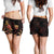 Vanuatu Polynesian Women's Shorts - Turtle With Blooming Hibiscus Gold - Polynesian Pride