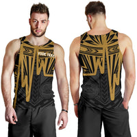 American Samoa Personalised Men's Tank Top - Seal With Polynesian Pattern Heartbeat Style (Gold) - Polynesian Pride