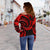 New Zealand Maori Mangopare Women Off Shoulder Sweater Polynesian - Red - Polynesian Pride