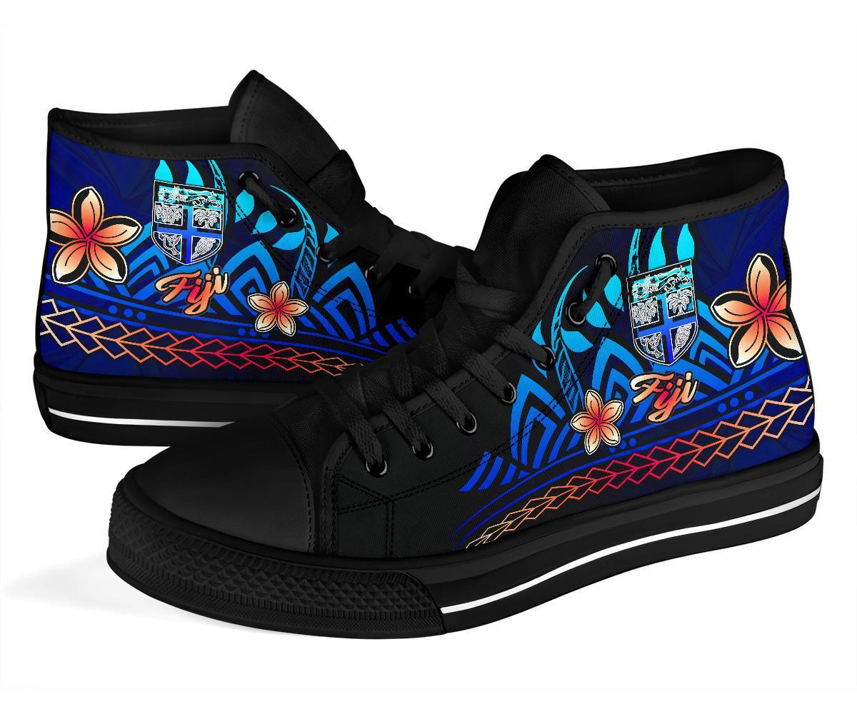 Fiji High Top Shoes Blue - Vintage Tribal Mountain - Polynesian Pride