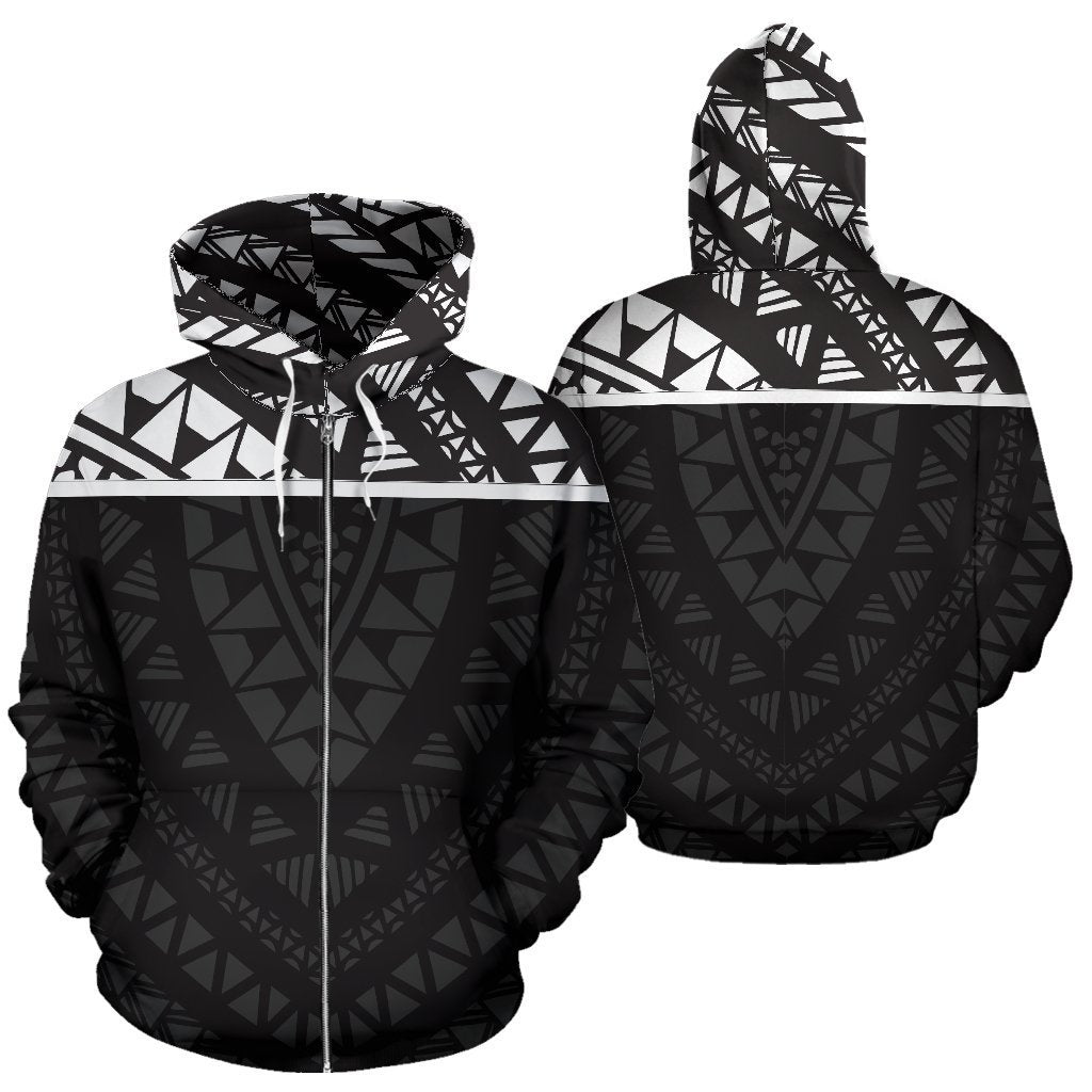 Micronesia All Over Zip up Hoodie Polynesian Hoodie Style Unisex White - Polynesian Pride
