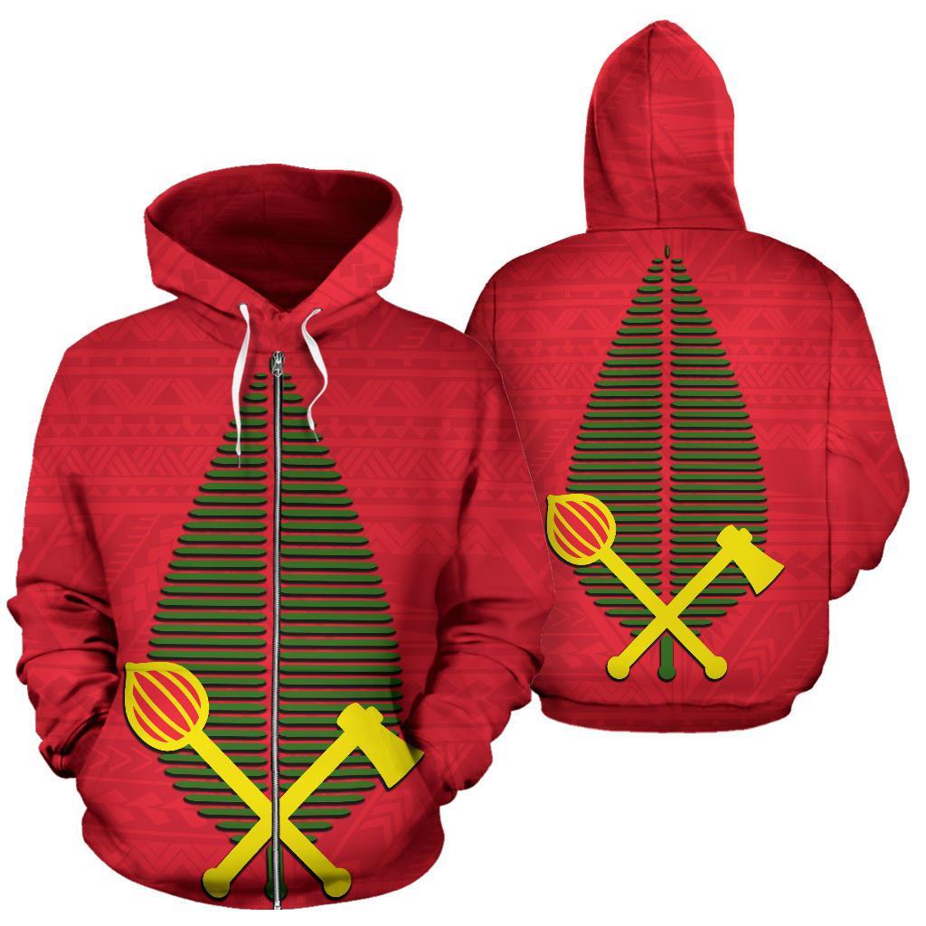 Alo Wallis and Futuna Zip up Hoodie Alo Flag Unisex Red - Polynesian Pride