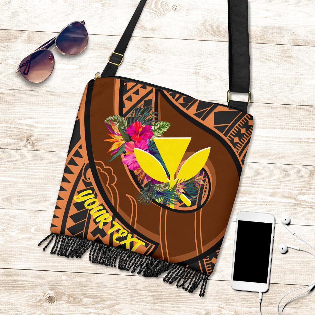 Hawaii Kanaka Maoli Personalised Boho Handbag - Polynesian Hook And Hibiscus One Style One Size Dark Salmon - Polynesian Pride