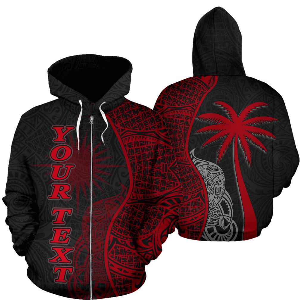 Marshall Islands Polynesian Custom Zip up Hoodie Coconut Red Unisex Red - Polynesian Pride