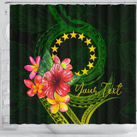 Cook Islands Polynesian Custom Personalised Shower Curtain - Floral With Seal Flag Color - Polynesian Pride