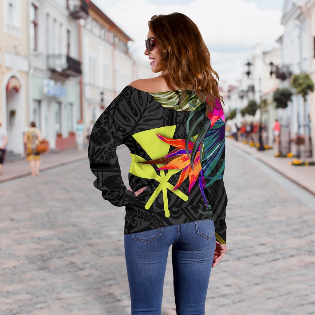 Hawaii Shoulder Sweater - Hibiscus Polynesian Pattern - Polynesian Pride