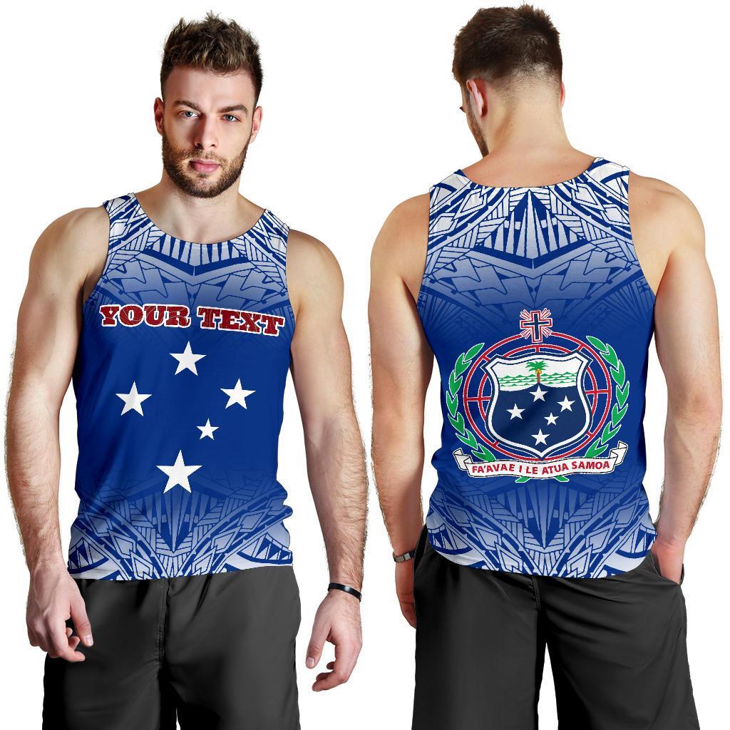 Samoa Custom Personalised Men's Tank Top - Polynesian Fog Blue blue - Polynesian Pride