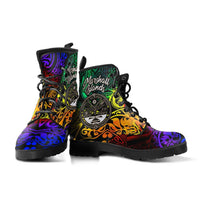 Marshall Islands Leather Boots - Rainbow Polynesian Pattern Crest - Polynesian Pride