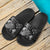 Kosrae Slide Sandals - Turtle Hibiscus Pattern Black - Polynesian Pride