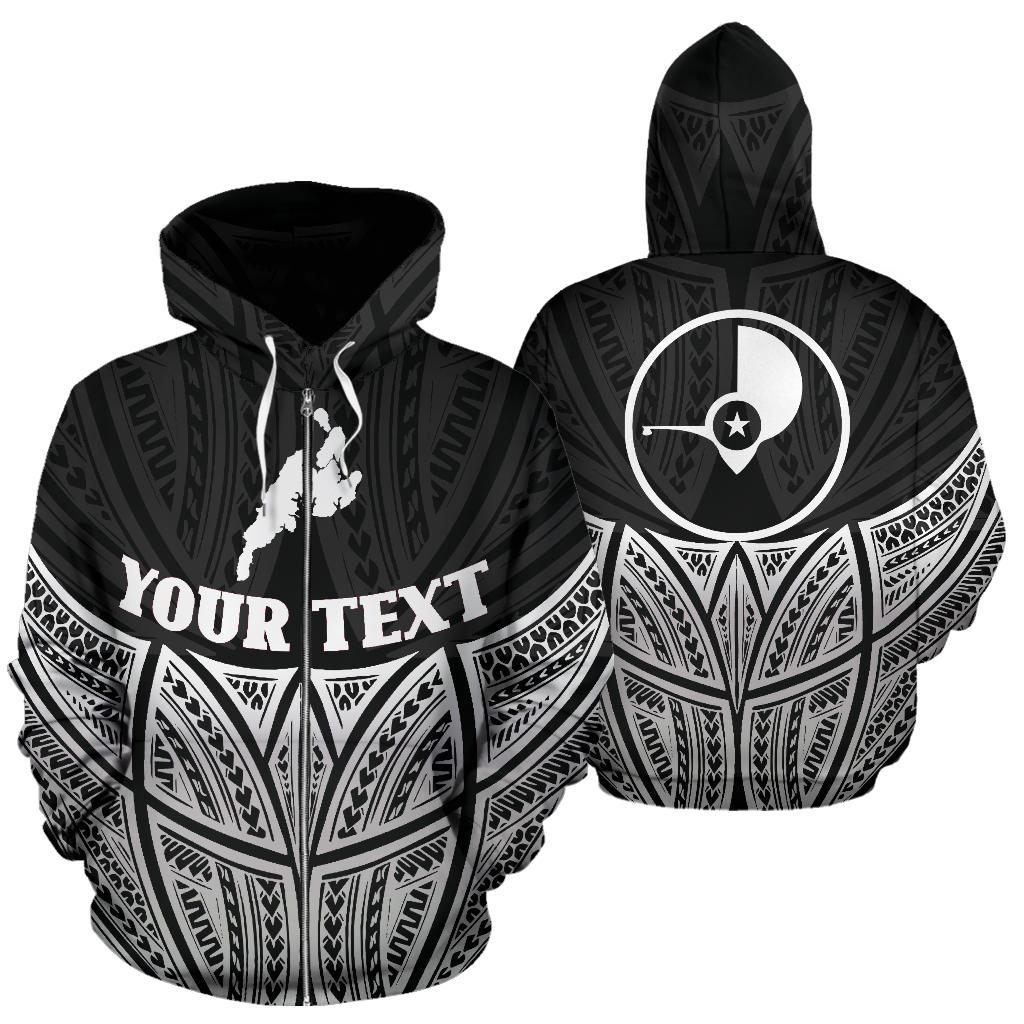 Yap Polynesian Custom Zip up Hoodie Black Pride Map and Seal Unisex Black - Polynesian Pride