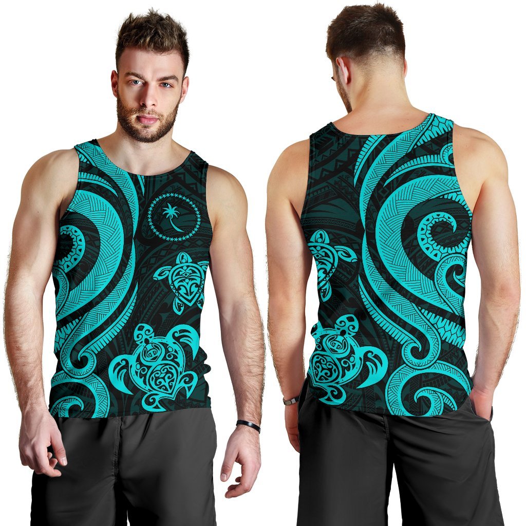 Chuuk Micronesian Men Tank Top - Turquoise Tentacle Turtle - Polynesian Pride