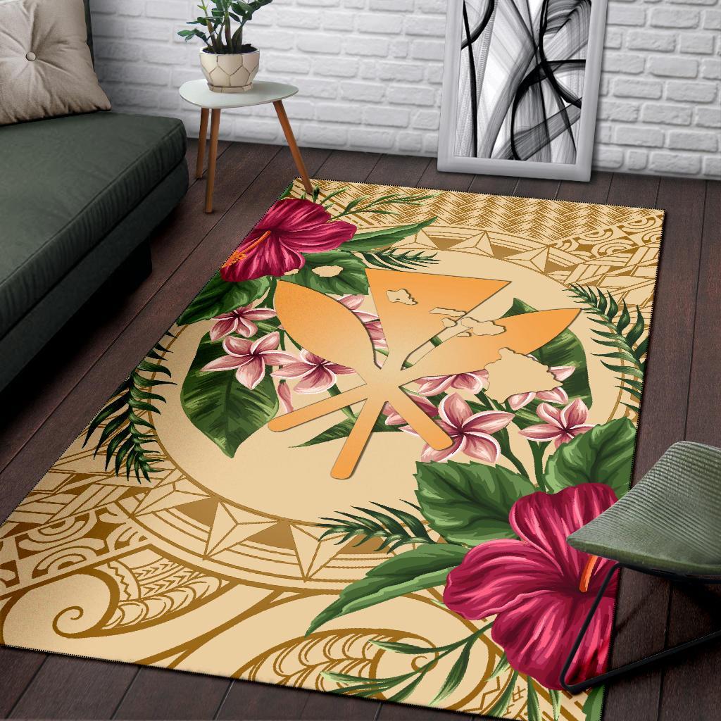 hawaii Rug - Kanaka Maoli Rug Strong Pattern Hibiscus Plumeria AH - Polynesian Pride