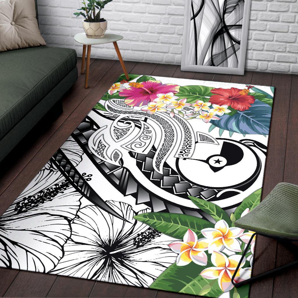 YAP Polynesian Area Rug - Summer Plumeria (White) - Polynesian Pride