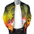 Cook Islands Men's Bomber Jacket - Humpback Whale with Tropical Flowers (Yellow) - Polynesian Pride