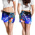 Cook Islands Custom Personalised Women's Shorts - Humpback Whale with Tropical Flowers (Blue) - Polynesian Pride