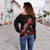 Cook Islands Polynesian Women's Off Shoulder Sweater - Turtle With Blooming Hibiscus Red - Polynesian Pride