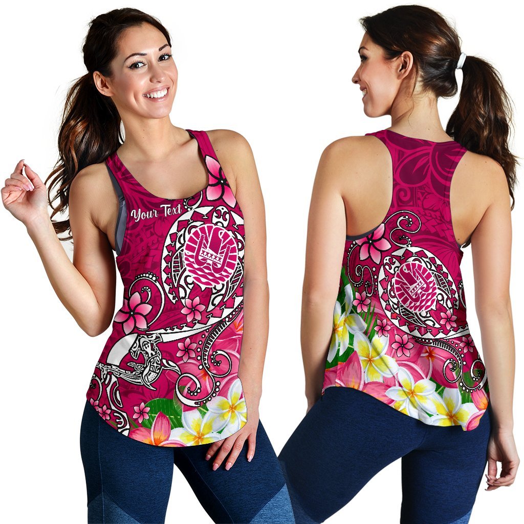 Tahiti Custom Personalised Women's Racerback Tank - Turtle Plumeria (Pink) Pink - Polynesian Pride