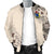 Cook Islands Men's Bomber Jacket - The Beige Hibiscus - Polynesian Pride