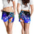 Tonga Women's Shorts - Humpback Whale with Tropical Flowers (Blue) - Polynesian Pride