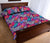 Hawaii Quilt Bed Set Tropical Exotic Leaves And Flowers On Geometrical Ornament. AH - Polynesian Pride