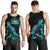 Samoa Polynesian Men Tank Top - Turtle With Blooming Hibiscus Tuquoise - Polynesian Pride